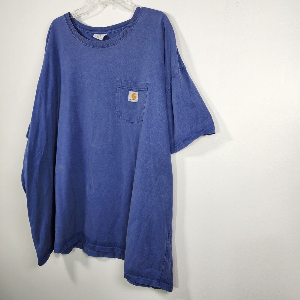 Carhartt Men Loose Fit T-Shirt 4XL Blue Short Sleeve Pocket Tee Heavyweight Work - Picture 4 of 11